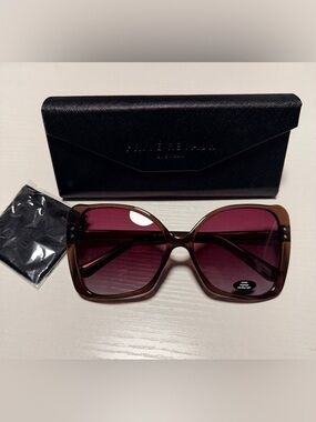 Oversized Women's Sunglasses in Brown with Purple Gradient Lenses